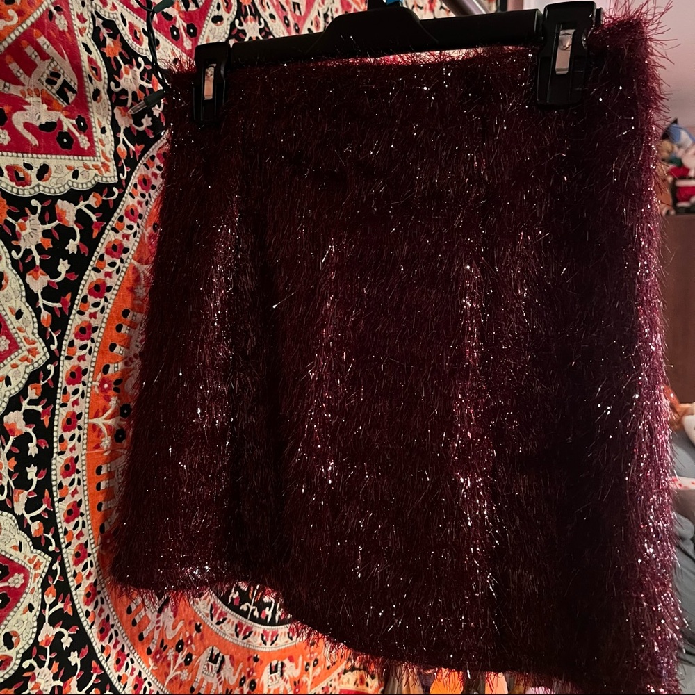 Maroon Metallic Mini Skirt Forever21